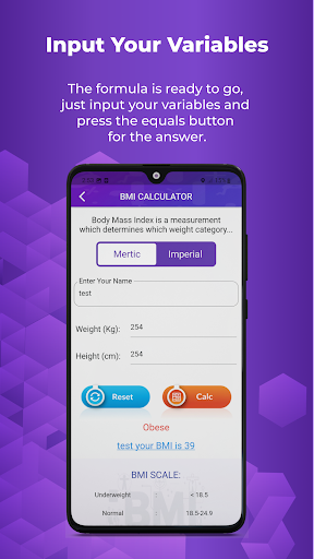 BMI & BMR Calculator Screen 3