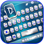 Cover Image of ダウンロード Blue Silver Metal Keyboard Bac  APK