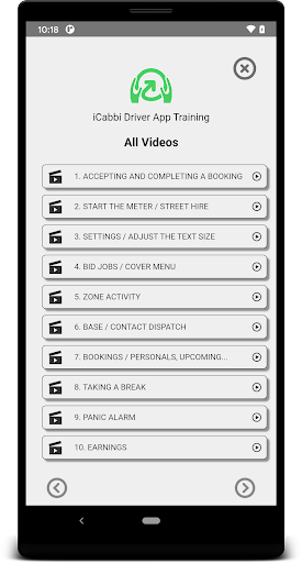 iCabbi Driver App Training Screen 2