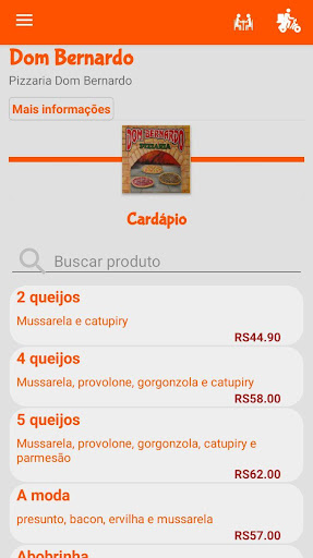 Android application Pizzaria Dom Bernardo screenshort