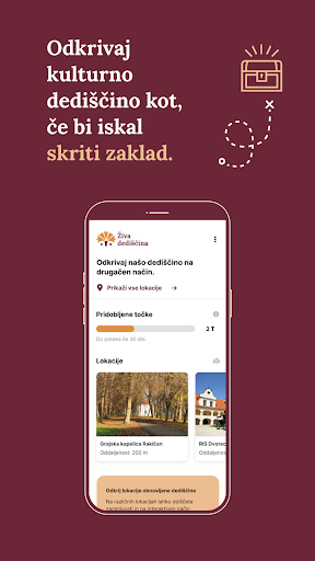 Android application Živa dediščina screenshort