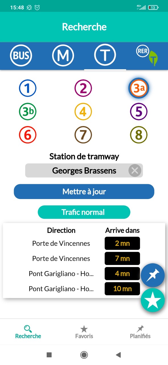 Android application Transport Time - Horaires des transports en IDF screenshort