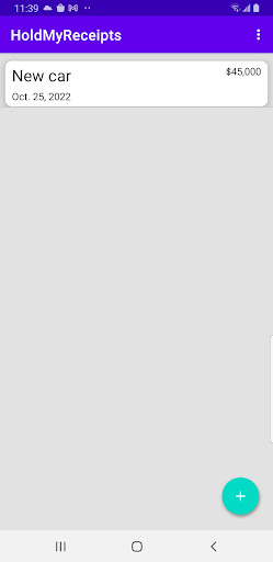 Android application HoldMyReceipts screenshort