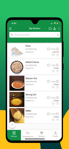 Android application ManageMyKitchen screenshort