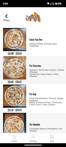 Screenshot of Marietta Pizza Co.