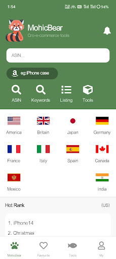Android application MohicBear移動亞馬遜數據工具 screenshort