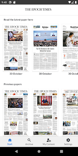 Android application Epoch Times Print Edition screenshort