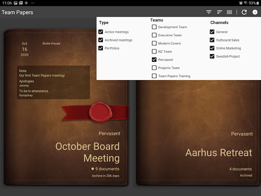 Android application Team Papers screenshort