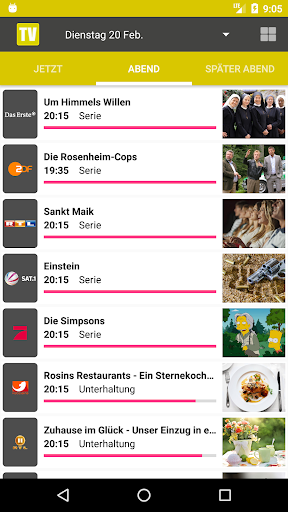 Android application Fernsehprogramm screenshort