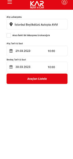 Android application Kar Rent A Car screenshort