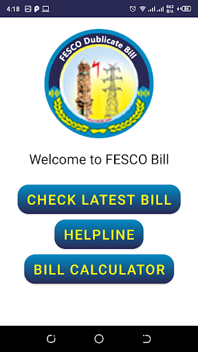 Android application Fesco Online bill screenshort