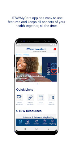 Android application UTSWMyCare screenshort