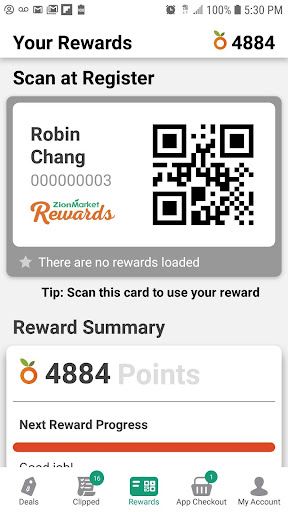 Zion Market Rewards Screen 2