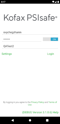 Android application Kofax PSIsafe Mobile screenshort