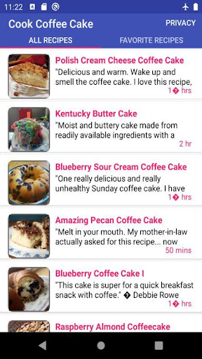 Android application cook coffee cake screenshort