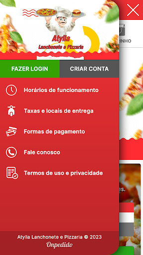Android application Atylla Lanchonete e Pizzaria screenshort