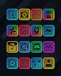 Lines Square - Captura de pantalla del paquete de iconos de neón