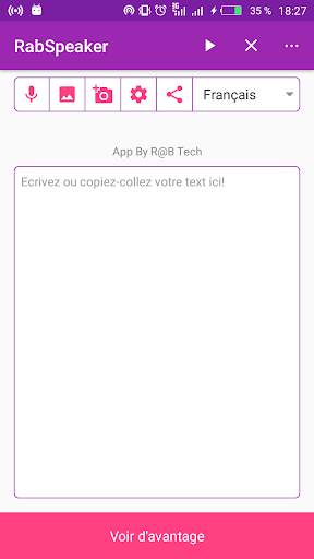 Android application RabSpeaker ConvertTextToAudio; screenshort