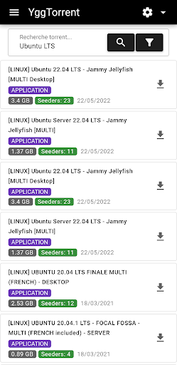 Android application YggTorrent Client screenshort