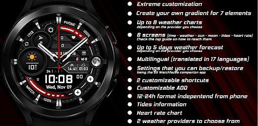 Android application GS Weather 11 Hybrid Watchface screenshort
