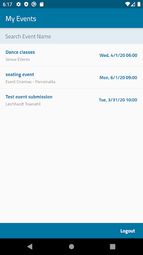 Android application Event Registration and Ticket screenshort