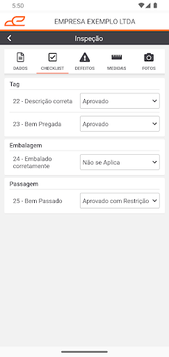 EXCIA Inspeção Screen 3
