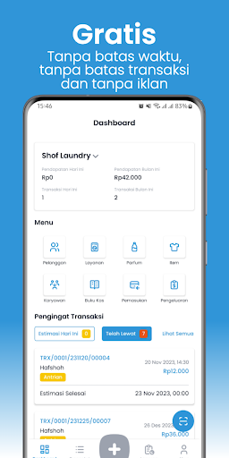 Android application Randori - Kasir Laundry screenshort