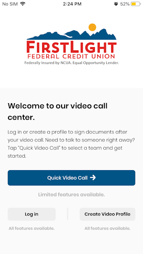 Android application FirstLight Video Banking screenshort
