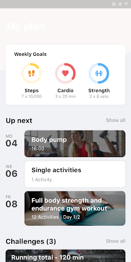 Android application Fitter Training screenshort