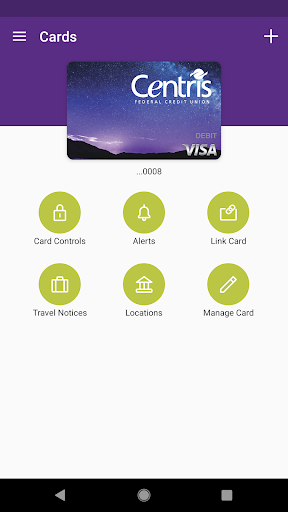 Android application Centris Debit Card Companion screenshort