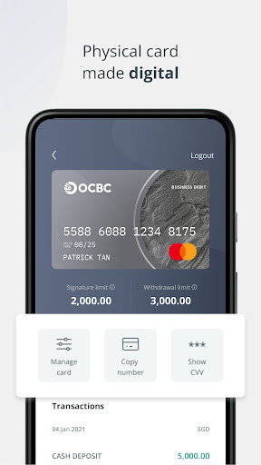 Screenshot of OCBC Business
