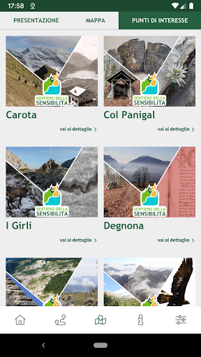 Android application Sentiero della Sensibilità screenshort
