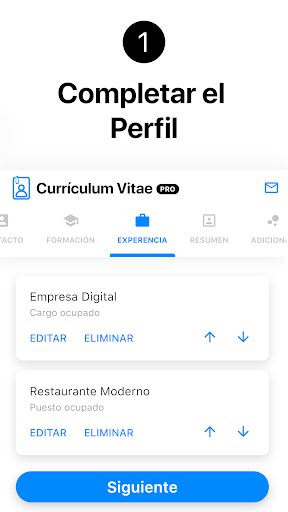 Vista previa de la aplicación