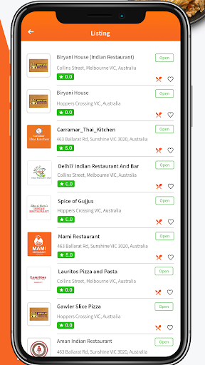 Android application MenuHuts screenshort