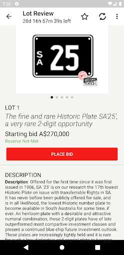 Historic Number Plates Auction Screen 3