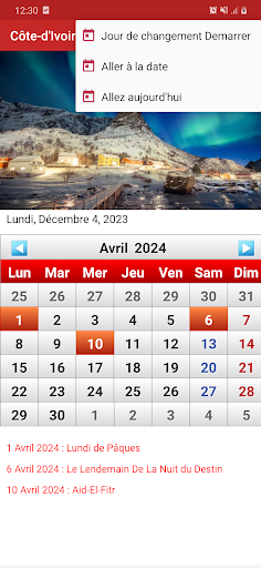 Ivory Coast Calendar Screen 3