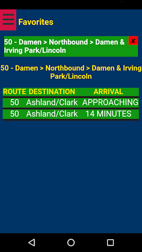 Android application Chicago CTA Bus Tracker screenshort