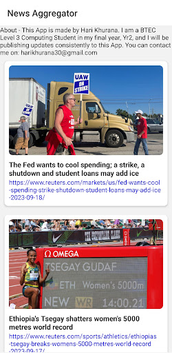 Android application News Aggregator screenshort
