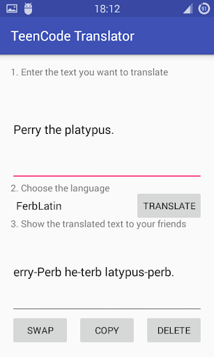 TeenCode Translator Screen 2