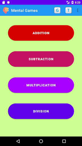 Android application Mental Calculation Beginner En screenshort