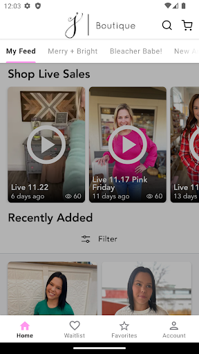 Android application j boutique ne screenshort