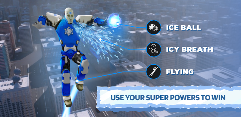 Ice Superhero Flying Robot - Fighting Games