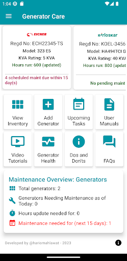 Android application Generator Care screenshort