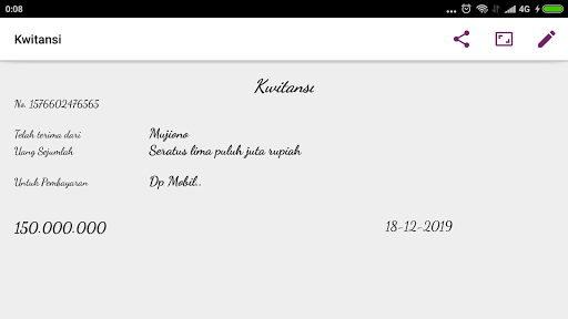 Kwitansi / Cash Receipt Screen 2