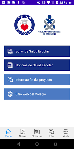 Android application Salud Escolar screenshort
