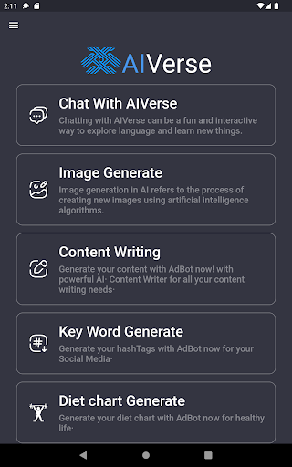Screenshot of AI Verse