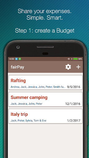 Android application fairPay - Share Expenses screenshort