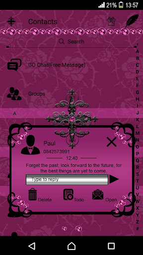 Ruby Pink Gothic Cross Go SMS Screen 2