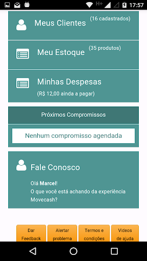 Gestão de Vendas Movecash Screen 2