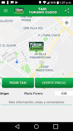 Android application TurismoCusco Pasajero screenshort